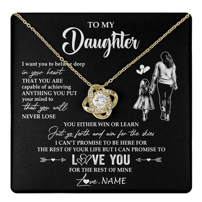 Love Knot Necklace 18K Yellow Gold Finish | 1 | Personalized To My Daughter Necklace You Will Never Lose From Mom Mother Daughter Birthday Gifts Graduation Christmas Customized Gift Box Message Card | teecentury