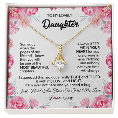 Alluring Beauty Necklace 18K Yellow Gold Finish | 1 | Personalized To My Daughter Necklace from Mom Dad Always Keep Me in Your Heart Daughter Birthday Graduation Christmas Customized Gift Box Message Card | teecentury