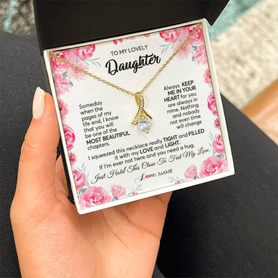 Alluring Beauty Necklace 18K Yellow Gold Finish | 2 | Personalized To My Daughter Necklace from Mom Dad Always Keep Me in Your Heart Daughter Birthday Graduation Christmas Customized Gift Box Message Card | teecentury