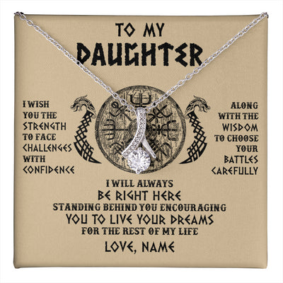 Alluring Beauty Necklace 14K White Gold Finish | 1 | Personalized To My Daughter Viking Necklace I Wish You The Strength Scandinavian Norse Runes Viking Women Birthday Christmas Customized Gift Box Message Card | teecentury