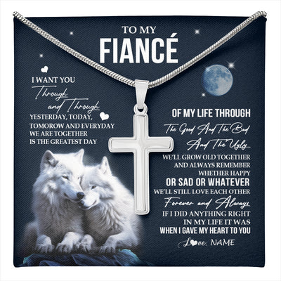 Stainless Cross Necklace Stainless Steel | 1 | Personalized To My Fiancé Canvas From Fiancée I Want You Wolf Fiancé Birthday Gifts For Him Anniversary Valentines Day Christmas Custom Wall Art Print Framed Canvas | teecentury
