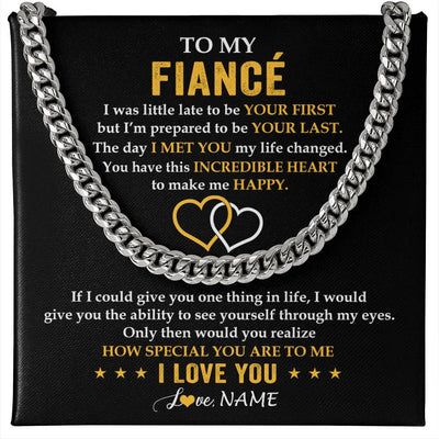 Cuban Link Chain Necklace Stainless Steel | 1 | Personalized To My Fiancé Necklace From Fiancée If I Could Give You Fiancé Future Husband Anniversary Day Birthday Christmas Customized Gift Box Message Card | teecentury