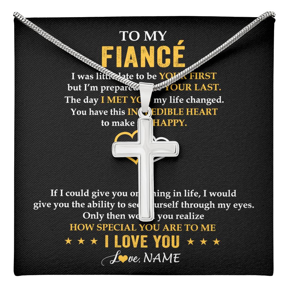 Stainless Cross Necklace Stainless Steel | 1 | Personalized To My Fiancé Necklace From Fiancée If I Could Give You Fiancé Future Husband Anniversary Day Birthday Christmas Customized Gift Box Message Card | teecentury