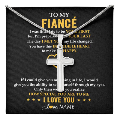 Stainless Cross Necklace Stainless Steel | 1 | Personalized To My Fiancé Necklace From Fiancée If I Could Give You Fiancé Future Husband Anniversary Day Birthday Christmas Customized Gift Box Message Card | teecentury
