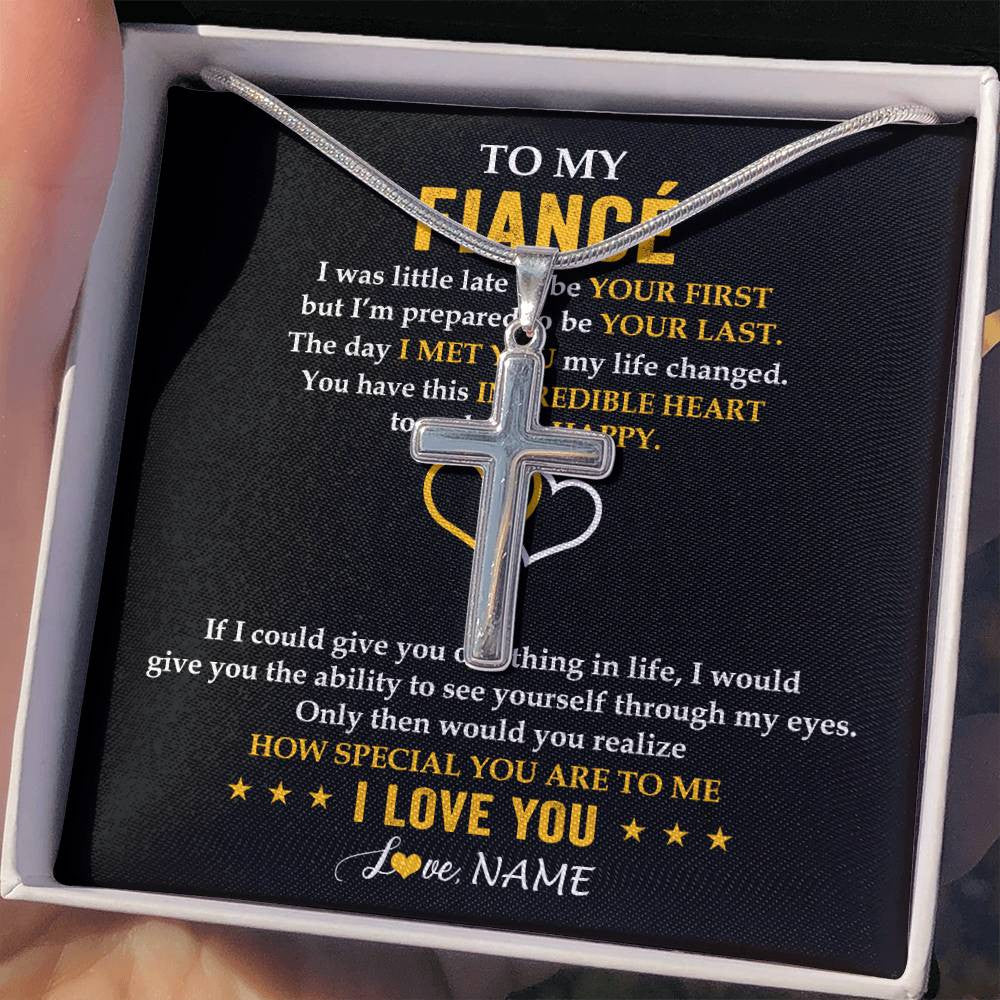 Stainless Cross Necklace Stainless Steel | 2 | Personalized To My Fiancé Necklace From Fiancée If I Could Give You Fiancé Future Husband Anniversary Day Birthday Christmas Customized Gift Box Message Card | teecentury