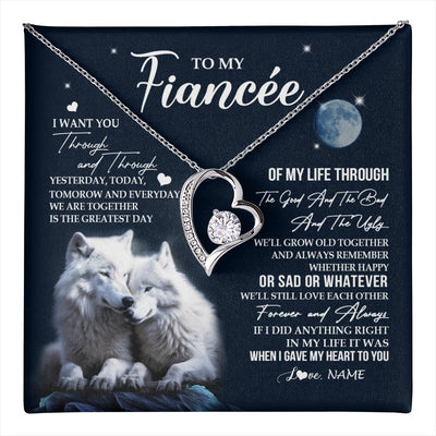 Forever Love Necklace 14K White Gold Finish | 1 | Personalized To My Fiancée Canvas From Fiancé I Want You Wolf Fiancee Birthday Gifts For Her Anniversary Valentines Day Christmas Custom Wall Art Print Framed Canvas | teecentury