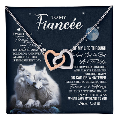 Interlocking Hearts Necklace Stainless Steel & Rose Gold Finish | 1 | Personalized To My Fiancée Canvas From Fiancé I Want You Wolf Fiancee Birthday Gifts For Her Anniversary Valentines Day Christmas Custom Wall Art Print Framed Canvas | teecentury