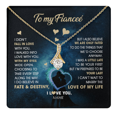 Alluring Beauty Necklace 18K Yellow Gold Finish | 1 | Personalized To My Fiancee Necklace Fall In Love With You Future Wife Birthday Anniversary Romantic Valentines Day Christmas Customized Gift Box Message Card | teecentury