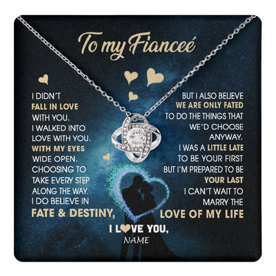 Love Knot Necklace 14K White Gold Finish | 1 | Personalized To My Fiancee Necklace Fall In Love With You Future Wife Birthday Anniversary Romantic Valentines Day Christmas Customized Gift Box Message Card | teecentury