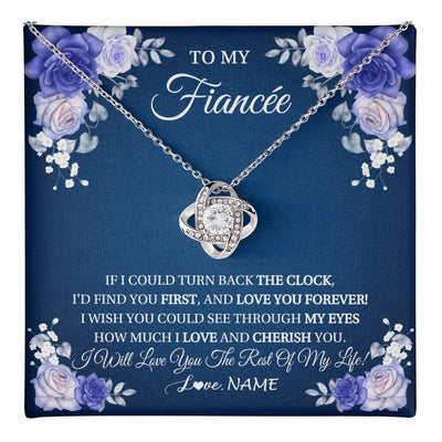 Love Knot Necklace 14K White Gold Finish | 1 | Personalized To My Fiancée Necklace From Fiance Love You Forever Future Wife Birthday Engagement Valentines Day Christmas Customized Gift Box Message Card | teecentury