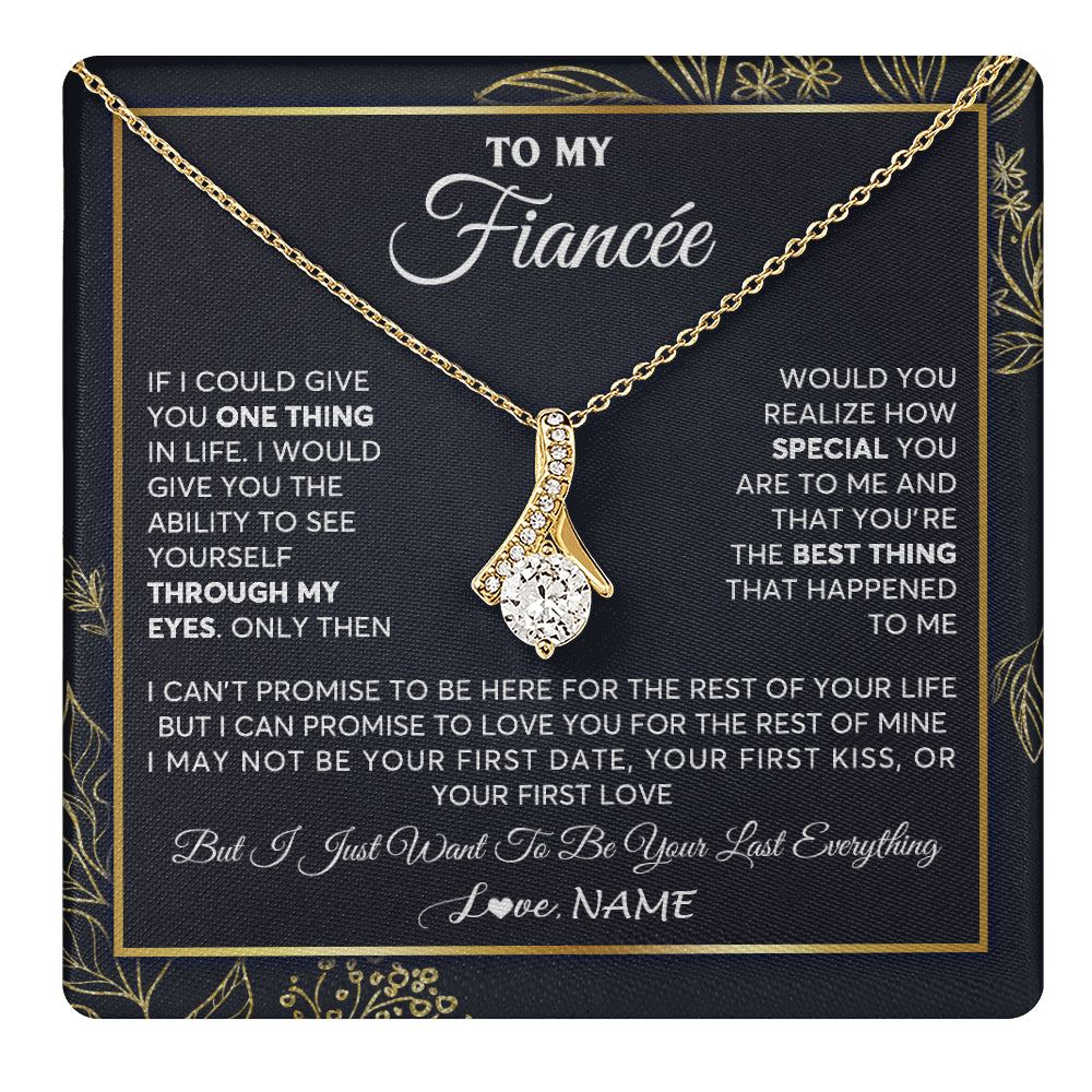 Alluring Beauty Necklace 18K Yellow Gold Finish | 1 | Personalized To My Fiancee Necklace From Fiance Son You Are The Best Thing Fiancee Birthday Idea Anniversary Valentines Day Customized Gift Box Message Card | teecentury