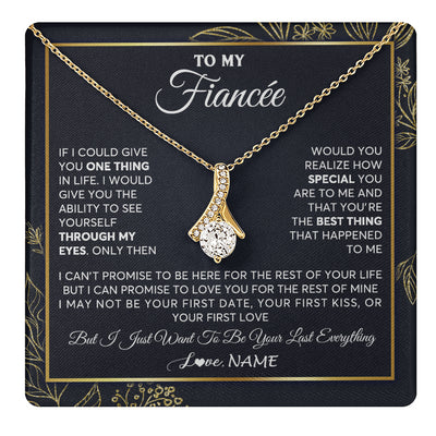 Alluring Beauty Necklace 18K Yellow Gold Finish | 1 | Personalized To My Fiancee Necklace From Fiance Son You Are The Best Thing Fiancee Birthday Idea Anniversary Valentines Day Customized Gift Box Message Card | teecentury