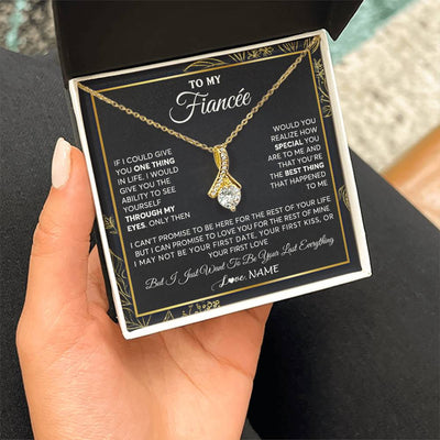 Alluring Beauty Necklace 18K Yellow Gold Finish | 2 | Personalized To My Fiancee Necklace From Fiance Son You Are The Best Thing Fiancee Birthday Idea Anniversary Valentines Day Customized Gift Box Message Card | teecentury