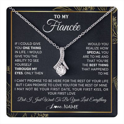 Alluring Beauty Necklace 14K White Gold Finish | 1 | Personalized To My Fiancee Necklace From Fiance Son You Are The Best Thing Fiancee Birthday Idea Anniversary Valentines Day Customized Gift Box Message Card | teecentury