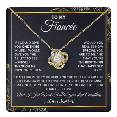 Love Knot Necklace 18K Yellow Gold Finish | 1 | Personalized To My Fiancee Necklace From Fiance Son You Are The Best Thing Fiancee Birthday Idea Anniversary Valentines Day Customized Gift Box Message Card | teecentury