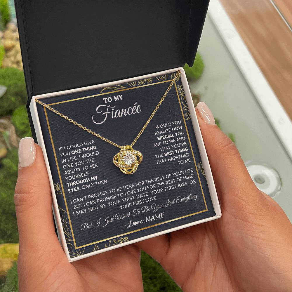 Love Knot Necklace 18K Yellow Gold Finish | 2 | Personalized To My Fiancee Necklace From Fiance Son You Are The Best Thing Fiancee Birthday Idea Anniversary Valentines Day Customized Gift Box Message Card | teecentury