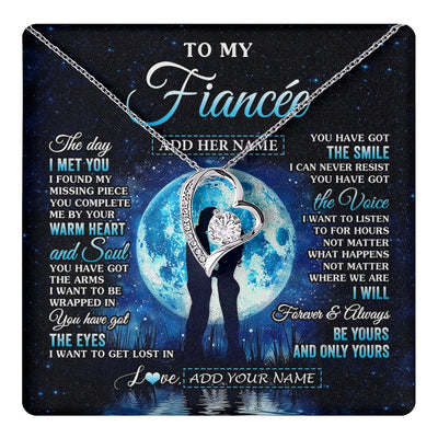 Forever Love Necklace 14K White Gold Finish | 1 | Personalized To My Fiancée Necklace The Day I Met You Future Wife Birthday Gifts Romantic Valentines Day For Her Christmas Custom Gift Box Message Card | teecentury.myshopify