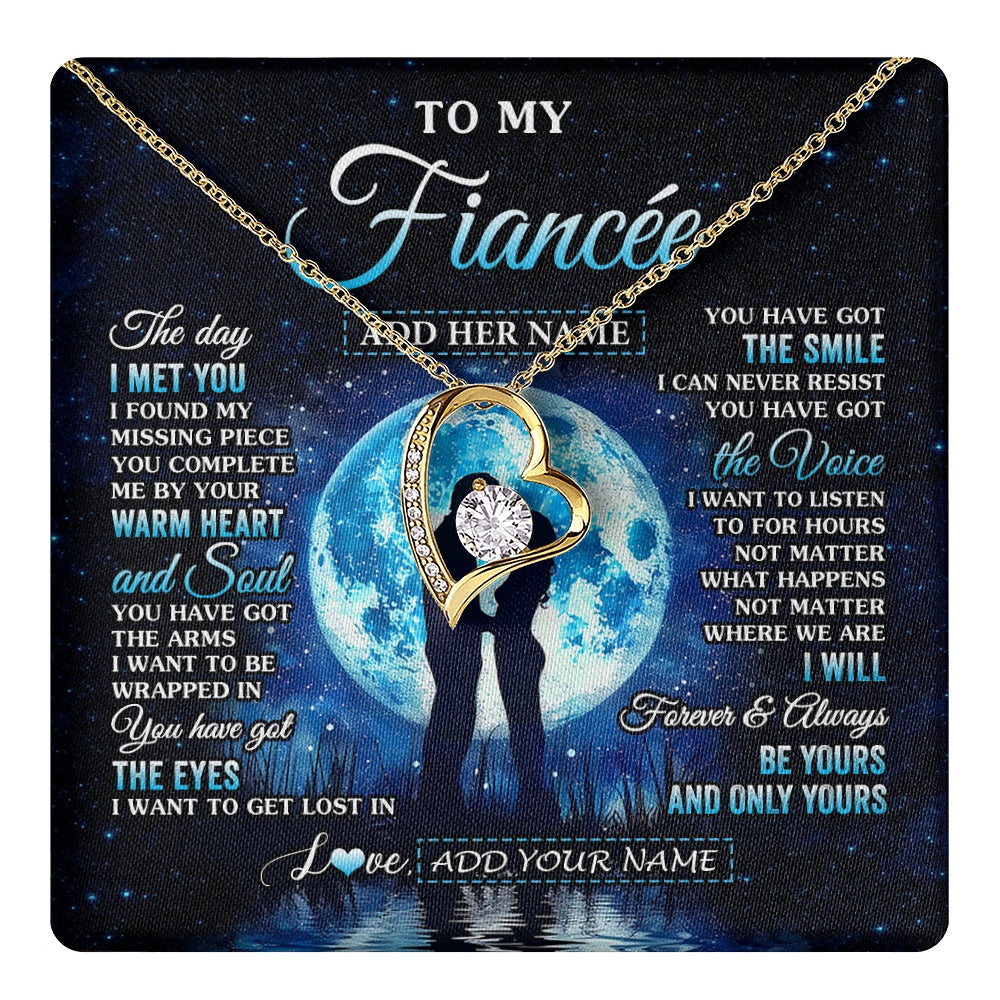 Forever Love Necklace 18K Yellow Gold Finish | 1 | Personalized To My Fiancée Necklace The Day I Met You Future Wife Birthday Gifts Romantic Valentines Day For Her Christmas Custom Gift Box Message Card | teecentury.myshopify