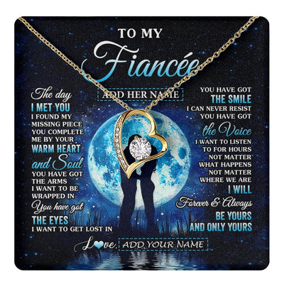 Forever Love Necklace 18K Yellow Gold Finish | 1 | Personalized To My Fiancée Necklace The Day I Met You Future Wife Birthday Gifts Romantic Valentines Day For Her Christmas Custom Gift Box Message Card | teecentury.myshopify