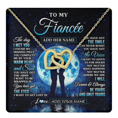 Interlocking Hearts Necklace 18K Yellow Gold Finish | 1 | Personalized To My Fiancée Necklace The Day I Met You Future Wife Birthday Gifts Romantic Valentines Day For Her Christmas Custom Gift Box Message Card | teecentury.myshopify