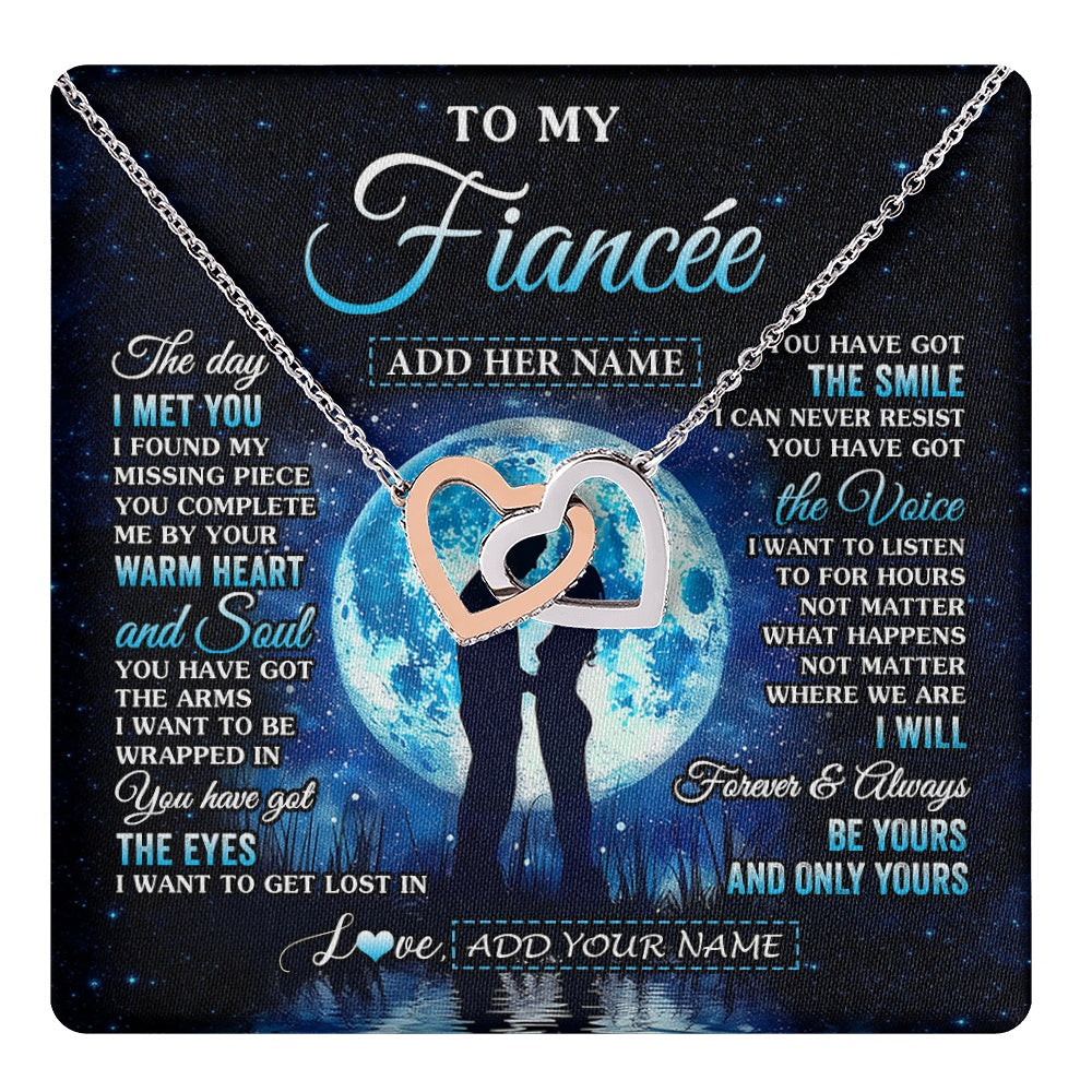 Interlocking Hearts Necklace Stainless Steel & Rose Gold Finish | 1 | Personalized To My Fiancée Necklace The Day I Met You Future Wife Birthday Gifts Romantic Valentines Day For Her Christmas Custom Gift Box Message Card | teecentury.myshopify