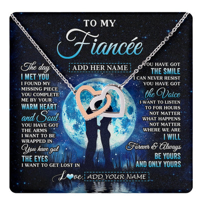 Interlocking Hearts Necklace Stainless Steel & Rose Gold Finish | 1 | Personalized To My Fiancée Necklace The Day I Met You Future Wife Birthday Gifts Romantic Valentines Day For Her Christmas Custom Gift Box Message Card | teecentury.myshopify
