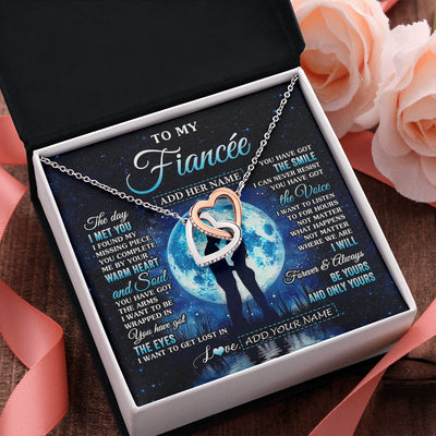 Interlocking Hearts Necklace Stainless Steel & Rose Gold Finish | 2 | Personalized To My Fiancée Necklace The Day I Met You Future Wife Birthday Gifts Romantic Valentines Day For Her Christmas Custom Gift Box Message Card | teecentury.myshopify