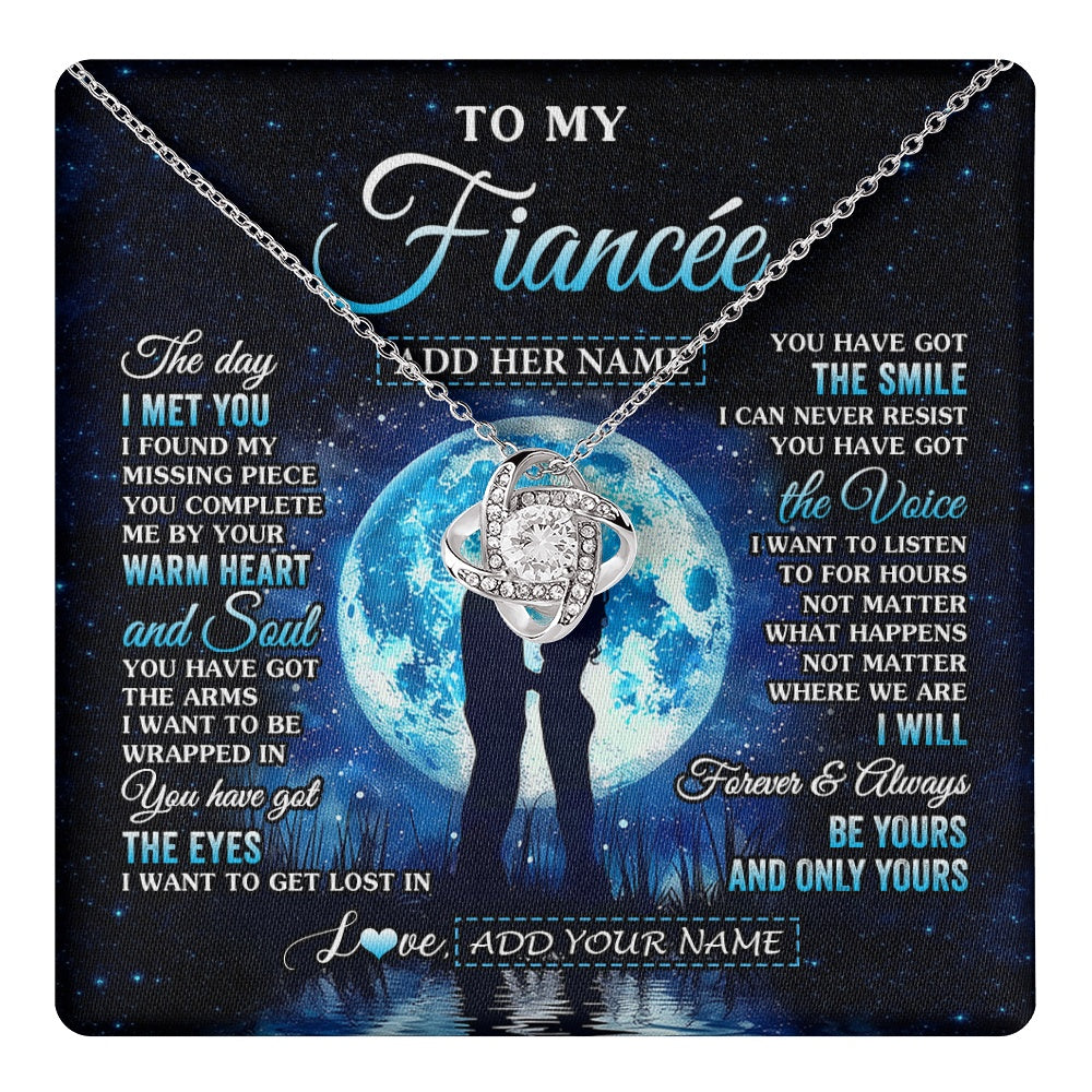 Love Knot Necklace 14K White Gold Finish | 1 | Personalized To My Fiancée Necklace The Day I Met You Future Wife Birthday Gifts Romantic Valentines Day For Her Christmas Custom Gift Box Message Card | teecentury.myshopify