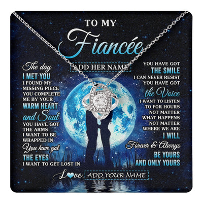 Love Knot Necklace 14K White Gold Finish | 1 | Personalized To My Fiancée Necklace The Day I Met You Future Wife Birthday Gifts Romantic Valentines Day For Her Christmas Custom Gift Box Message Card | teecentury.myshopify