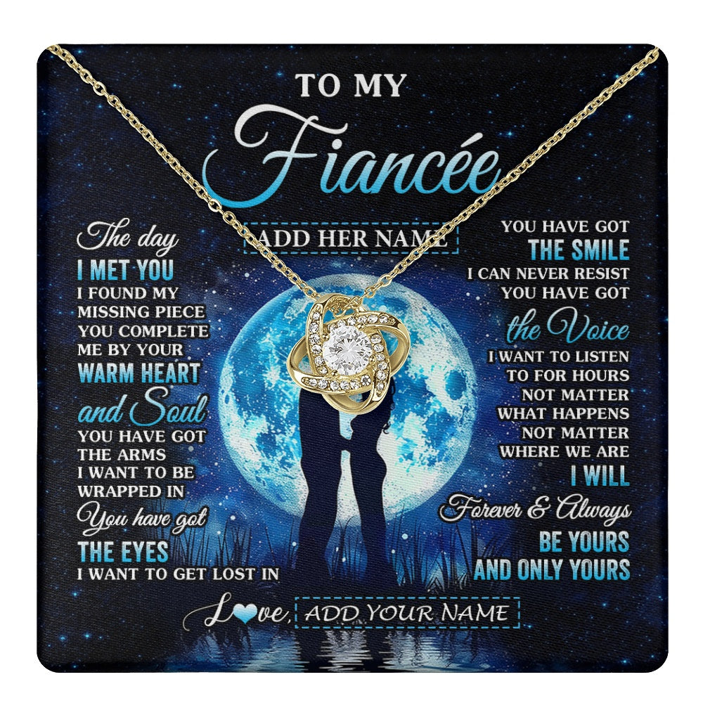 Love Knot Necklace 18K Yellow Gold Finish | 1 | Personalized To My Fiancée Necklace The Day I Met You Future Wife Birthday Gifts Romantic Valentines Day For Her Christmas Custom Gift Box Message Card | teecentury.myshopify