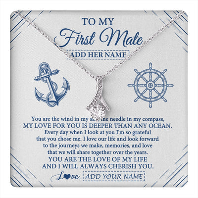 Alluring Beauty Necklace 14K White Gold Finish | 1 | Personalized To My First Mate Necklace From Husband Sailing Cruise Ships Wife Birthday Anniversary Wedding Valentines Christmas Custom Gift Box Message Card | https://teecentury.