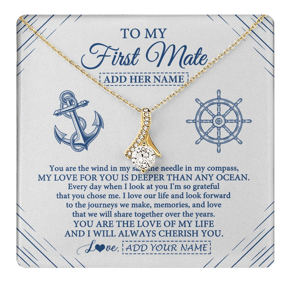 Alluring Beauty Necklace 18K Yellow Gold Finish | 1 | Personalized To My First Mate Necklace From Husband Sailing Cruise Ships Wife Birthday Anniversary Wedding Valentines Christmas Custom Gift Box Message Card | https://teecentury.
