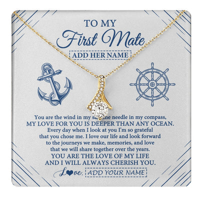 Alluring Beauty Necklace 18K Yellow Gold Finish | 1 | Personalized To My First Mate Necklace From Husband Sailing Cruise Ships Wife Birthday Anniversary Wedding Valentines Christmas Custom Gift Box Message Card | https://teecentury.