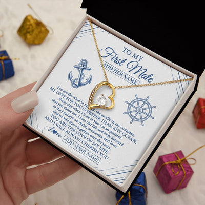 Forever Love Necklace 18K Yellow Gold Finish | 2 | Personalized To My First Mate Necklace From Husband Sailing Cruise Ships Wife Birthday Anniversary Wedding Valentines Christmas Custom Gift Box Message Card | https://teecentury.