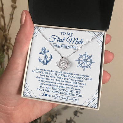 Love Knot Necklace 14K White Gold Finish | 2 | Personalized To My First Mate Necklace From Husband Sailing Cruise Ships Wife Birthday Anniversary Wedding Valentines Christmas Custom Gift Box Message Card | https://teecentury.
