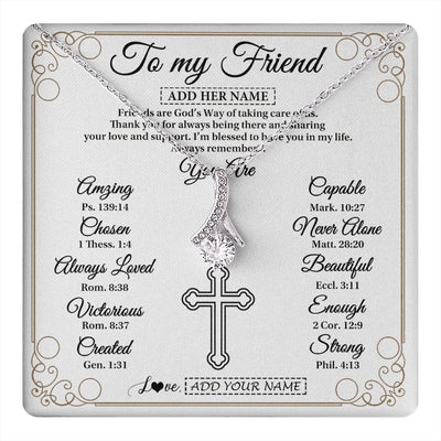Alluring Beauty Necklace 14K White Gold Finish | 1 | Personalized To My Friend Gifts Necklace From Besties Always Remember You Are Friend Birthday Gifts Christmas Friendship Christian Custom Gift Box Message Card | https://teecentury.