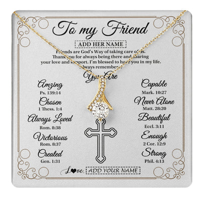 Alluring Beauty Necklace 18K Yellow Gold Finish | 1 | Personalized To My Friend Gifts Necklace From Besties Always Remember You Are Friend Birthday Gifts Christmas Friendship Christian Custom Gift Box Message Card | https://teecentury.