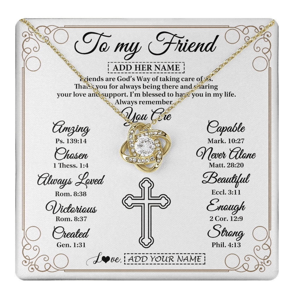 Love Knot Necklace 18K Yellow Gold Finish | 1 | Personalized To My Friend Gifts Necklace From Besties Always Remember You Are Friend Birthday Gifts Christmas Friendship Christian Custom Gift Box Message Card | https://teecentury.