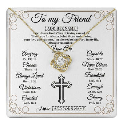 Love Knot Necklace 18K Yellow Gold Finish | 1 | Personalized To My Friend Gifts Necklace From Besties Always Remember You Are Friend Birthday Gifts Christmas Friendship Christian Custom Gift Box Message Card | https://teecentury.