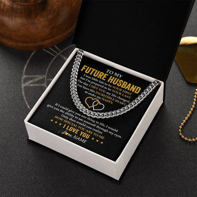 Cuban Link Chain Necklace Stainless Steel | 2 | Personalized To My Future Husband Necklace From Wife If I Could Give You Fiancé Husband Anniversary Day Birthday Christmas Customized Gift Box Message Card | teecentury
