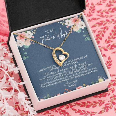 Forever Love Necklace 18K Yellow Gold Finish | Personalized To My Future Wife Necklace From Boyfriend Love You Soulmate Girlfriend Wife Birthday Anniversary Valentines Day Christmas Customized Message Card | teecentury