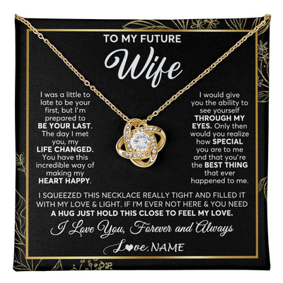 Love Knot Necklace 18K Yellow Gold Finish | 1 | Personalized To My Future Wife Necklace From Husband My Love Fiancee Wife Birthday Anniversary Valentines Day Christmas Customized Gift Box Message Card | teecentury
