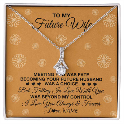 Alluring Beauty Necklace 14K White Gold Finish | Personalized To My Future Wife Necklace Meeting You Fiancée Girlfriend Wife Jewelry Gifts Birthday Valentines Day Christmas Customized Gift Box Message Card | teecentury