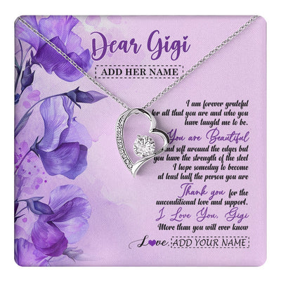 Forever Love Necklace 14K White Gold Finish | 1 | Personalized To My Gigi Gifts From Granddaughter Necklace Flower You Are Beautiful Gifts For Gigi Mothers Day Birthday Christmas Custom Gift Box Message Card | teecentury.myshopify
