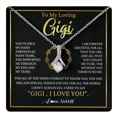 Alluring Beauty Necklace 14K White Gold Finish | 1 | Personalized To My Gigi Gifts Necklace From Granddaughter GrandsonGrateful Thank You Gigi Birthday Mothers Day Christmas Customized Gift Box Message Card | teecentury