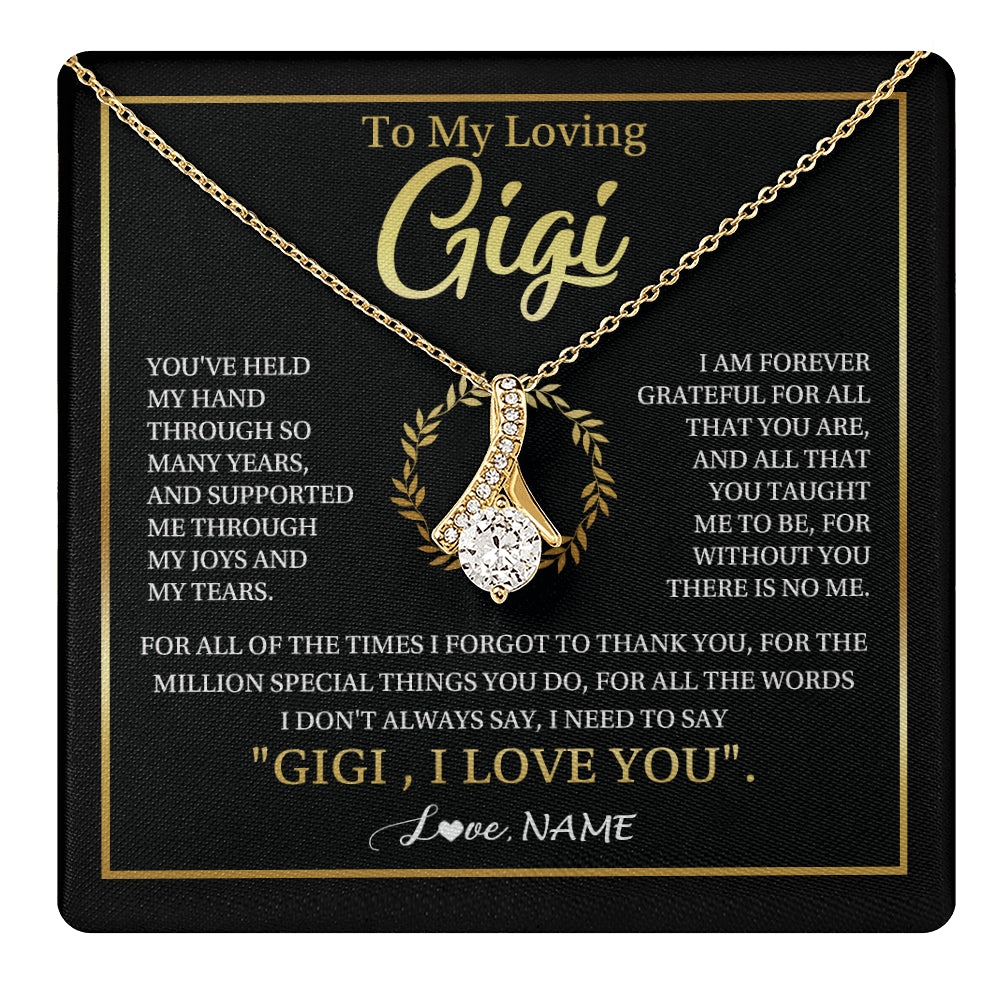 Alluring Beauty Necklace 18K Yellow Gold Finish | 1 | Personalized To My Gigi Gifts Necklace From Granddaughter GrandsonGrateful Thank You Gigi Birthday Mothers Day Christmas Customized Gift Box Message Card | teecentury