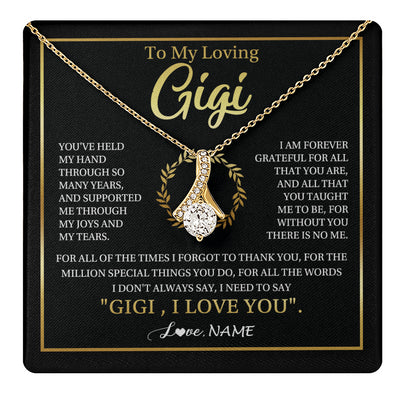 Alluring Beauty Necklace 18K Yellow Gold Finish | 1 | Personalized To My Gigi Gifts Necklace From Granddaughter GrandsonGrateful Thank You Gigi Birthday Mothers Day Christmas Customized Gift Box Message Card | teecentury