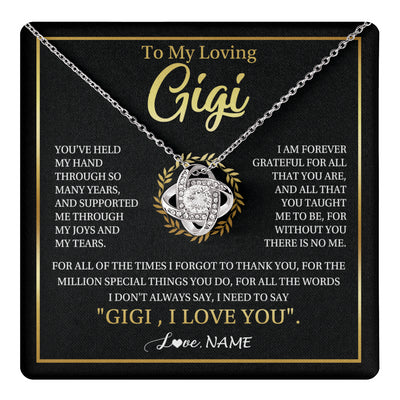 Love Knot Necklace 14K White Gold Finish | 1 | Personalized To My Gigi Gifts Necklace From Granddaughter GrandsonGrateful Thank You Gigi Birthday Mothers Day Christmas Customized Gift Box Message Card | teecentury