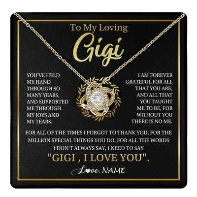 Love Knot Necklace 18K Yellow Gold Finish | 1 | Personalized To My Gigi Gifts Necklace From Granddaughter GrandsonGrateful Thank You Gigi Birthday Mothers Day Christmas Customized Gift Box Message Card | teecentury