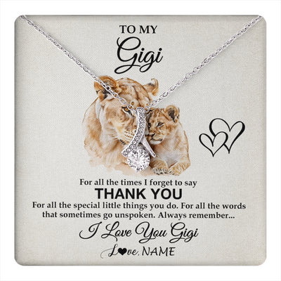 Alluring Beauty Necklace 14K White Gold Finish | 1 | Personalized To My Gigi Necklace From Granddaughter GrandsonThank You Lion Gigi Gift For Mothers Day Birthday Gift Christmas For Gigi Gift Box Message Card | teecentury